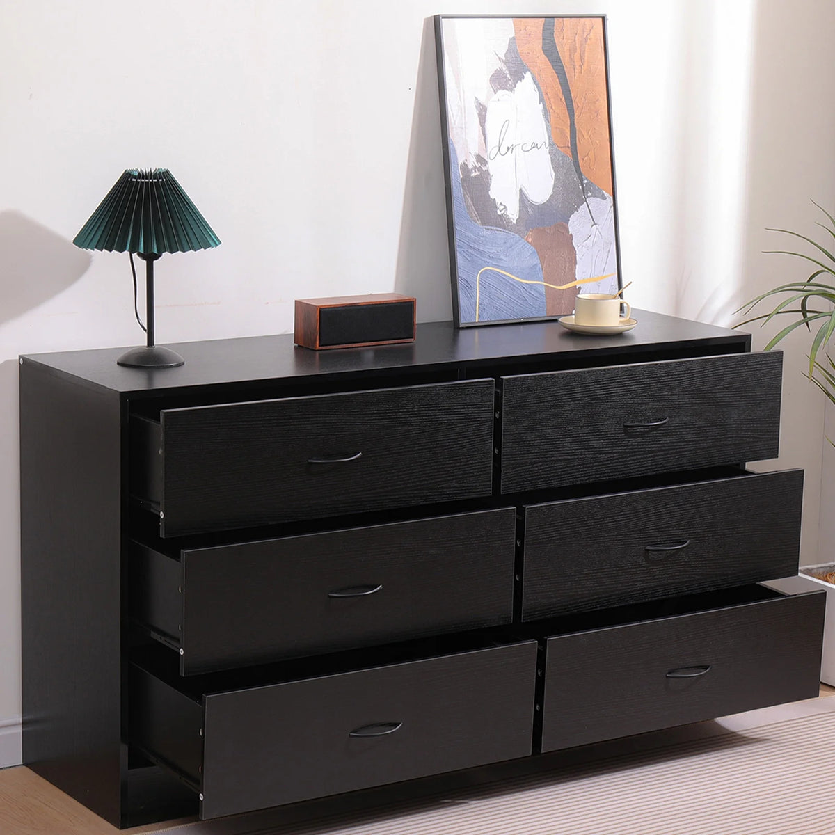 Black 6 Drawer Dresser Q186
