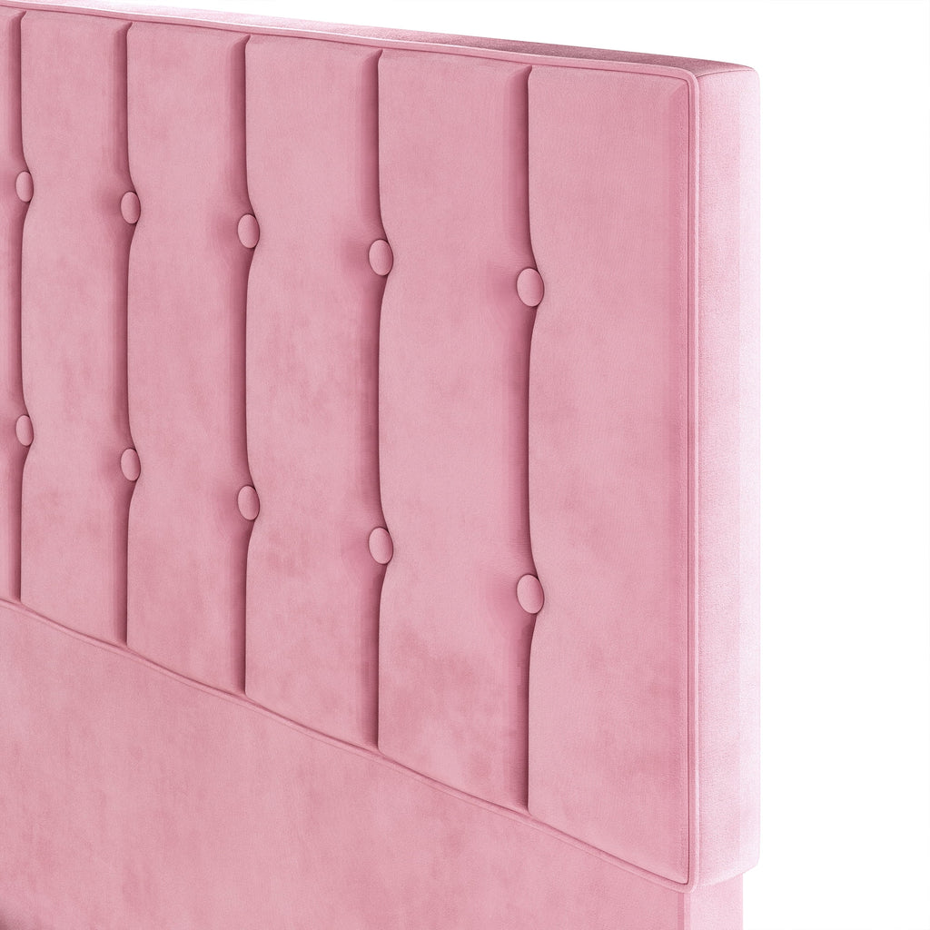 Twin Bed Frame with Upholstered Headboard, Pink P271