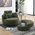Oversized Swivel Chair with Storage Ottoman and 4 Pillows, Teddy Fabric H862