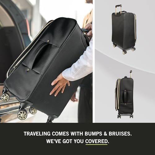Black 24-Inch Quilted Luggage T626