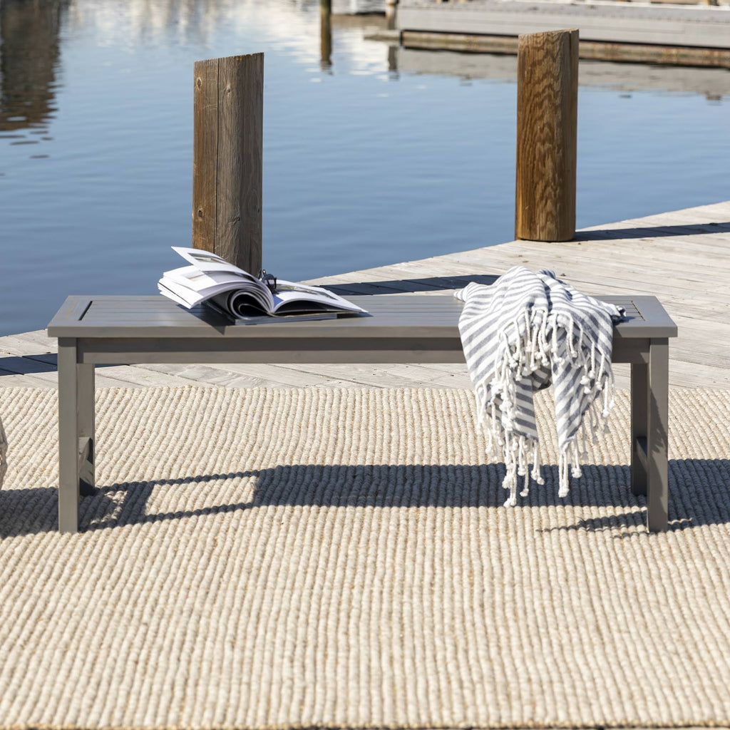Gray Wash Solid Acacia Wood Patio Dining Bench B9630