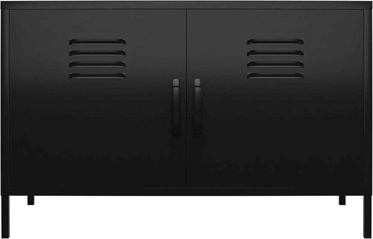 Black 2 Door Metal Locker Accent Cabinet P341683