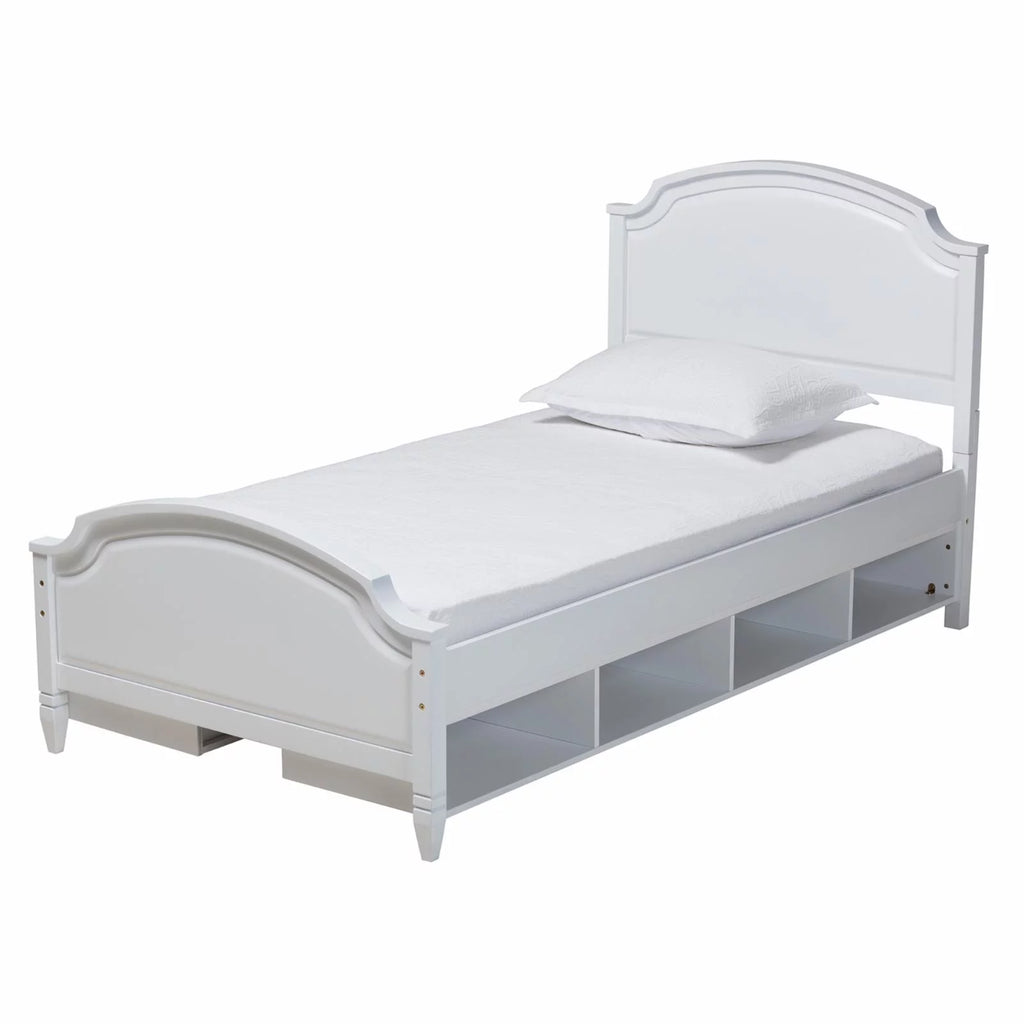 White Wood Twin Size 3-Piece Bedroom Set Q94017