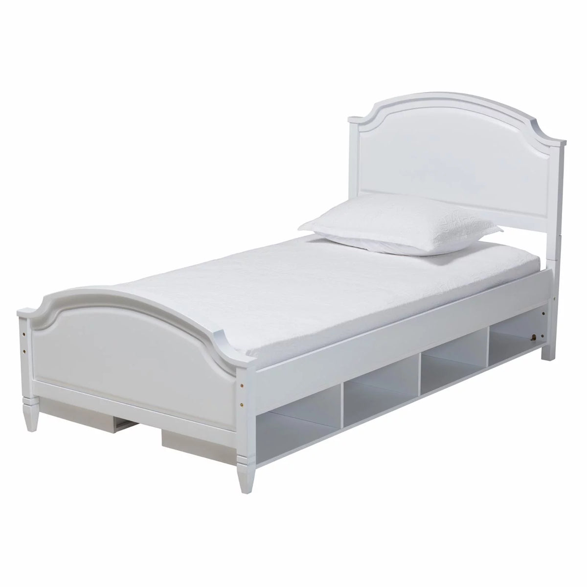 White Wood Twin Size 3-Piece Bedroom Set Q94017