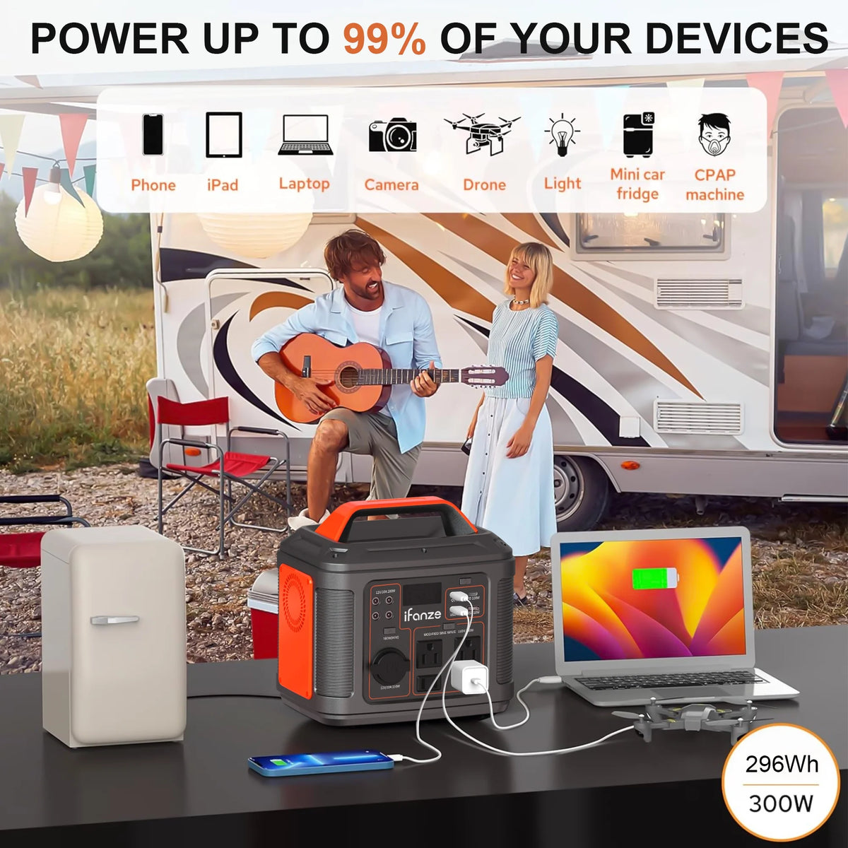 Portable Power Station 300W 296Wh 80000mAh Black P301313