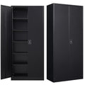 Black Steel Storage Cabinet with Doors and 5 Shelves X994