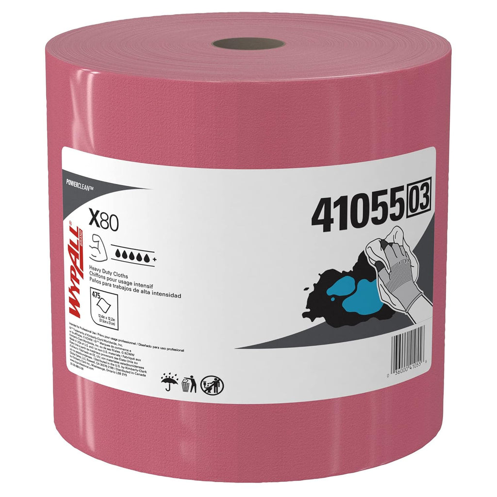 Heavy Duty Cloths Jumbo Roll, Red, 475 Sheets L809917