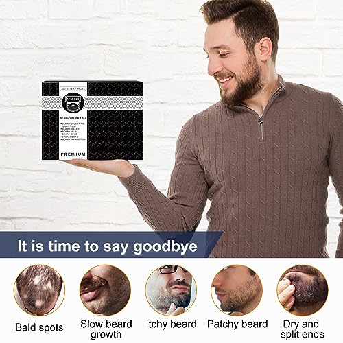 Beard Growth Kit with Beard Growth Oil (2 Packs), Beard Balm, Beard Comb D803