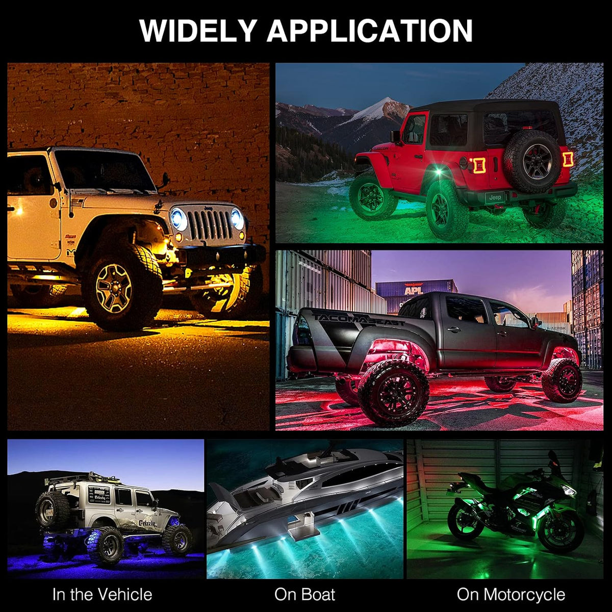 RGB Led Rock Lights for Trucks Exterior, 6 Pods, Waterproof, Pack of 2 D530