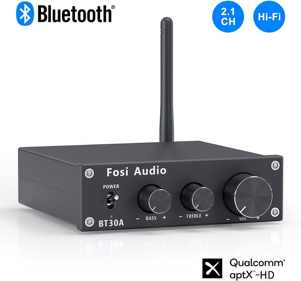 Bluetooth 5.0 Stereo Audio Amplifier 2.1 Channel Class D Mini Hi-Fi Integrated Digital Amp with Bass and Treble Control 50Watt x2+100Watt for Home Passive Speakers Subwoofer Pack of 2 Y7992