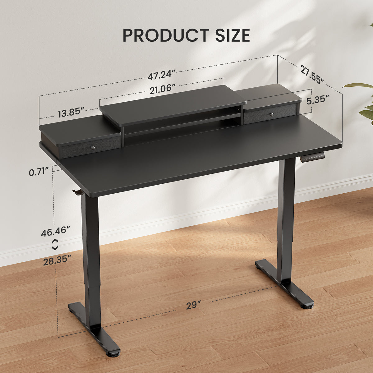 Black Electric Standing Desk with Drawer Y527