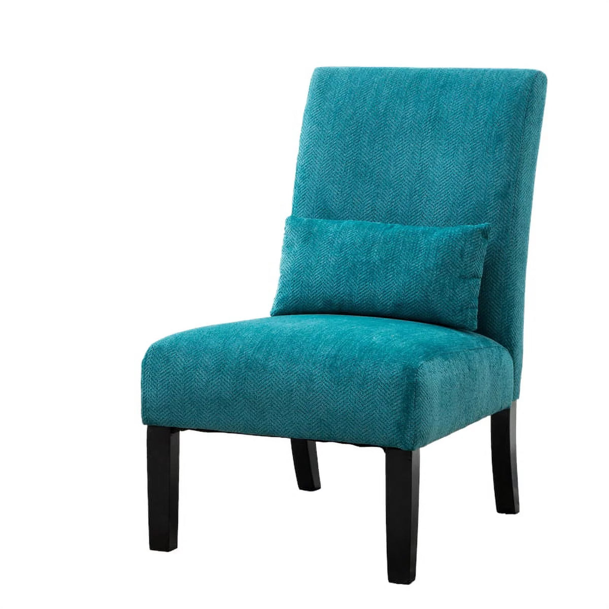 Teal Blue Chenille Accent Chair with Pillow Z99135
