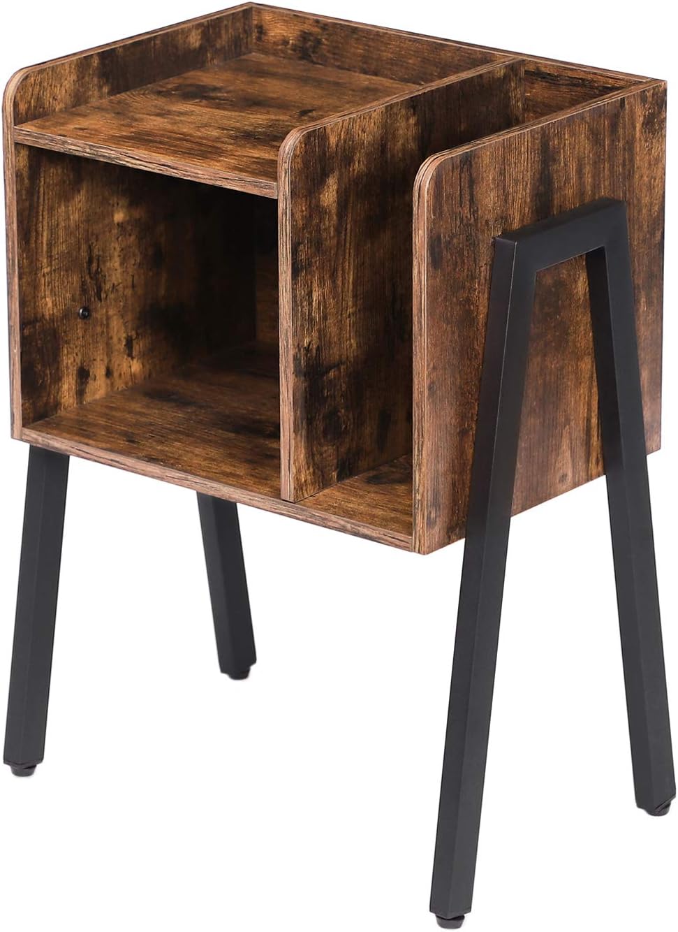 Rustic Brown Stackable End Table with Metal Frame S6655