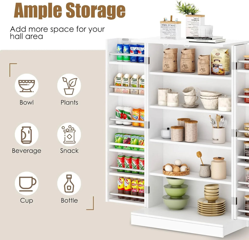41" Kitchen Pantry Storage Cabinet with Doors and Adjustable Shelves Q6980