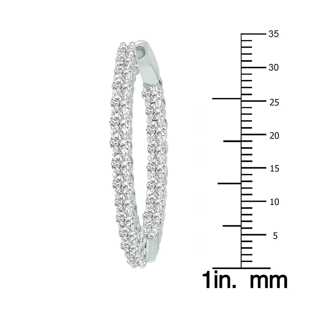 14K White Gold Diamond Hoop Earrings D879