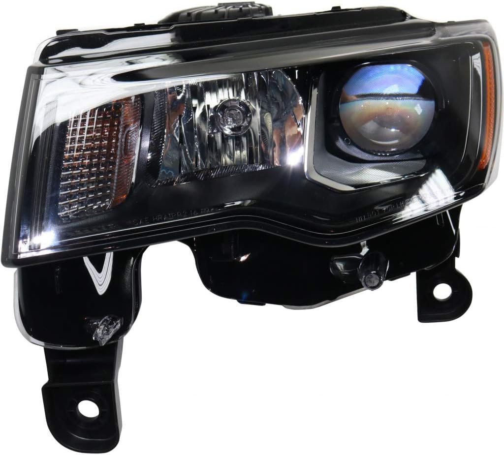 Headlight Assembly for Jeep Grand Cherokee 2017 2018 2019 Driver and Passenger Side Pair Halogen Black Trim I623897