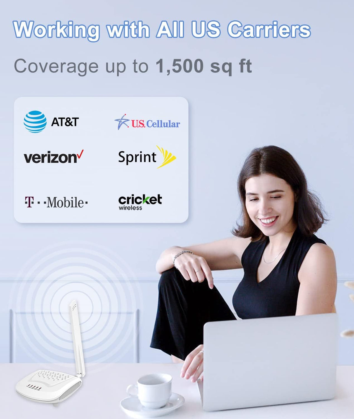 Cell Phone Signal Booster, 5 Band, 3G 4G LTE A637758