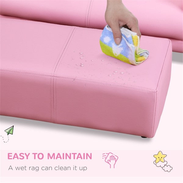 Pink Children's Feet Sofa Set with Wood Frame V722