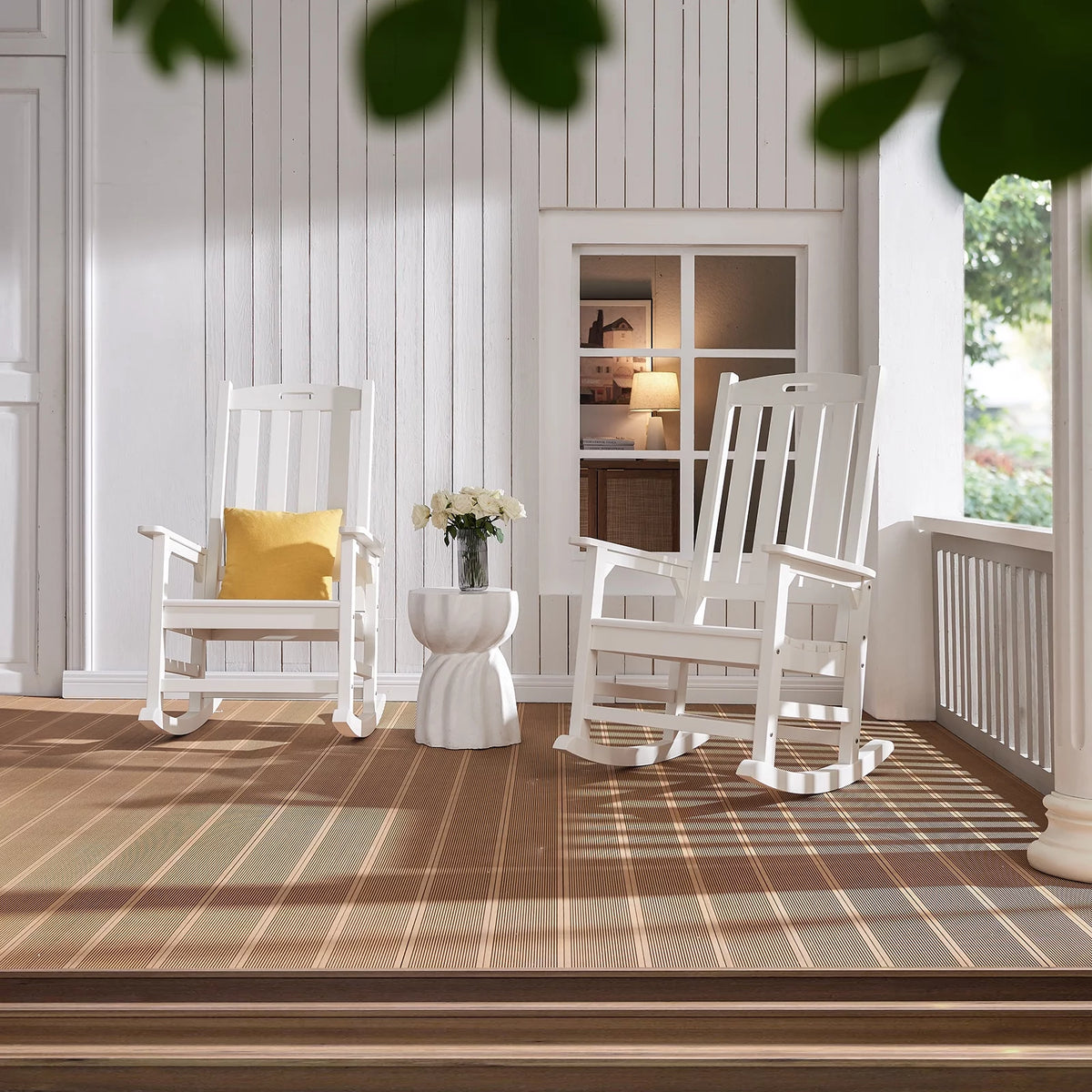 White Poly Lumber Rocking Chair with High Back J745038