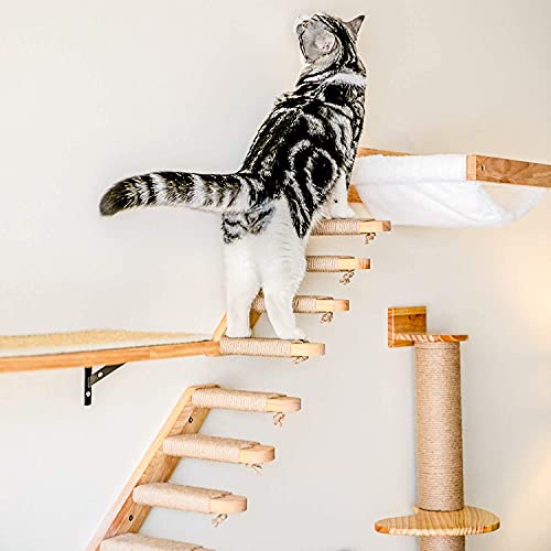 Black Stripe Wooden Cat Wall Shelf P632100