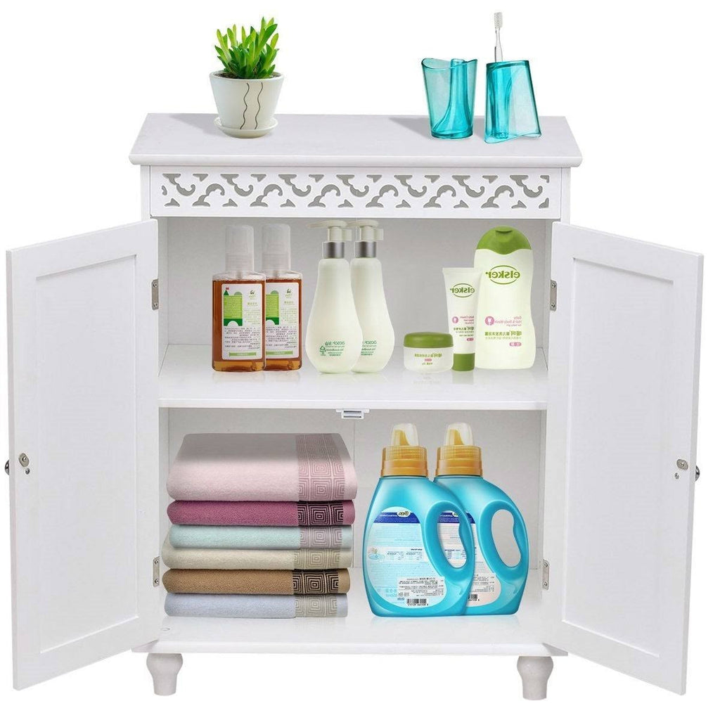 White 2-Door Bathroom Storage Floor Cabinet U4123