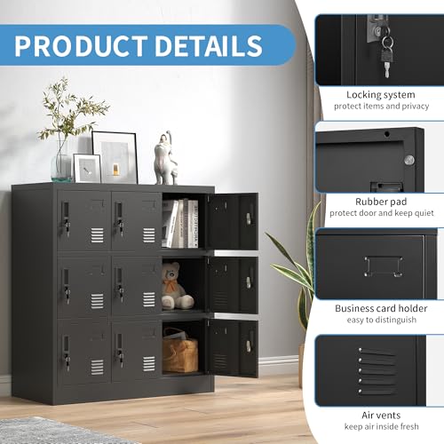 9 Door Metal Storage Locker with Locks A144864
