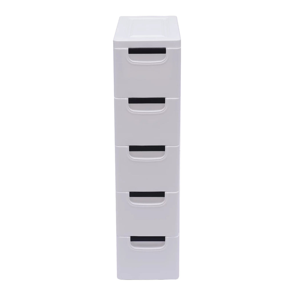 White 5 Drawer Plastic Dresser Storage Cabinet D576878