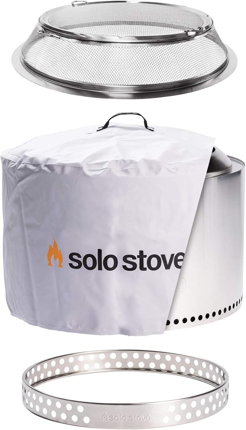 Portable Stainless Steel Fire Pit with Camp Stove Accessories B26683