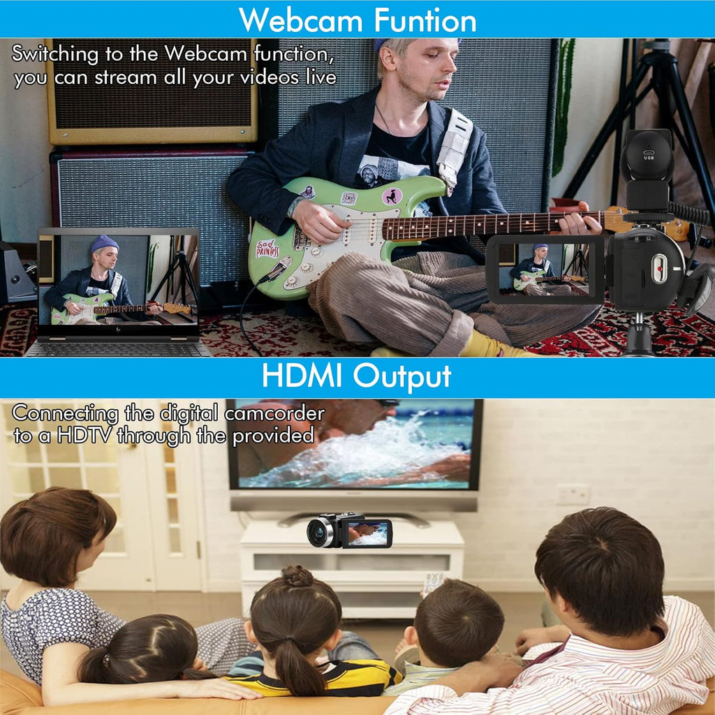 4K 48MP 18X Digital Zoom Touch Screen Video Camera with External Microphone Y708671