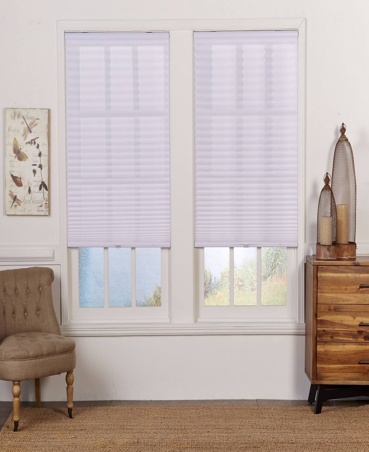 Cordless Light Filtering Pleated Shade, 26x72 - Camel J499206