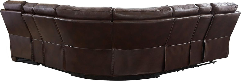 Brown PU Leather L Shape Reclining Sectional Sofa Y755137