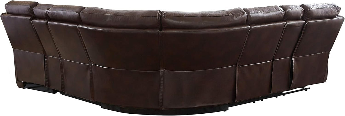 Brown PU Leather L Shape Reclining Sectional Sofa Y755137