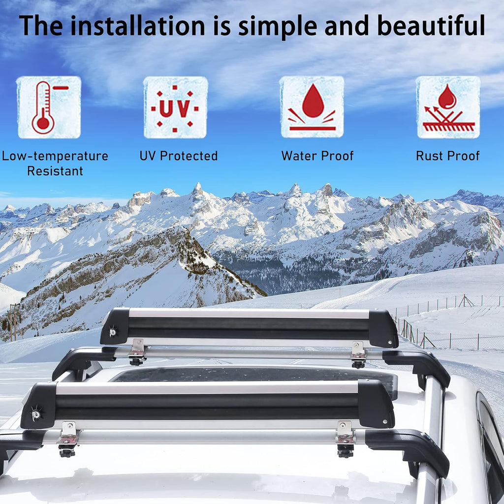 Aluminum Universal Ski Roof Rack for 6 Pairs of Skis or 4 Snowboards N231150