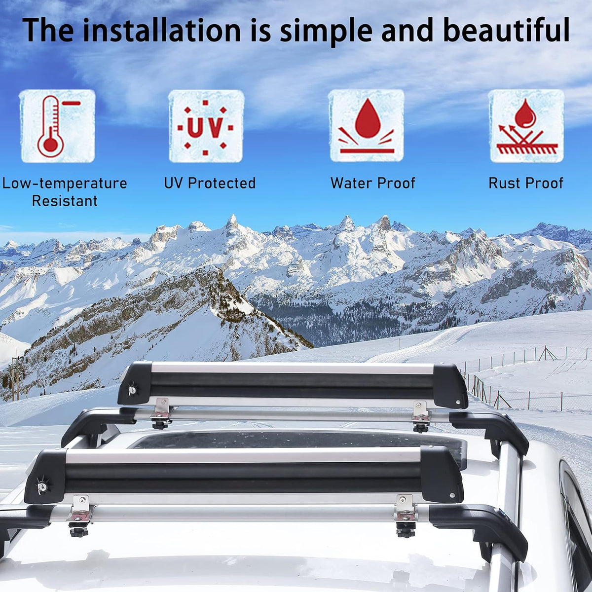Aluminum Universal Ski Roof Rack for 6 Pairs of Skis or 4 Snowboards N231150