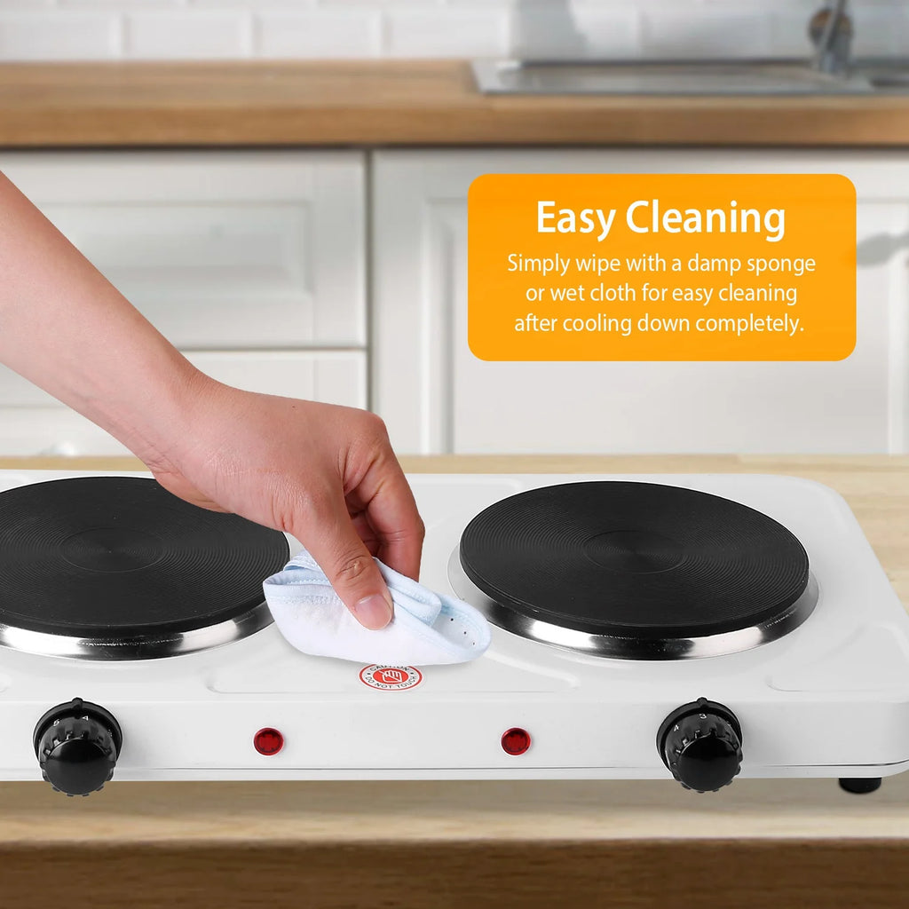 Electric Double Burner Portable Cooktop Countertop Dual Flat Burner Hot Plate Kitchen Cooker Stove with 5 Gear Temperature Control M5444