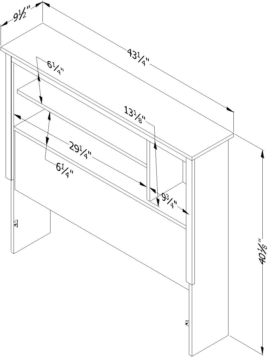 Twin Soft Gray Bookcase Headboard T66516