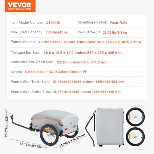 Heavy-Duty Foldable Bike Cargo Trailer with Universal Hitch M814541
