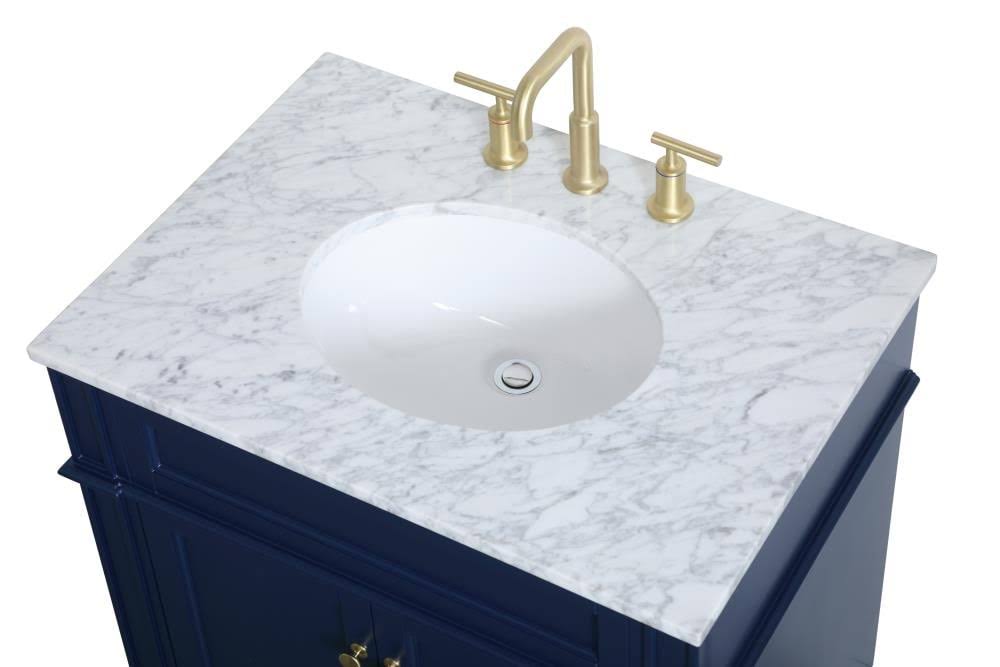 Blue Single Sink Bathroom Vanity with Marble Top W181