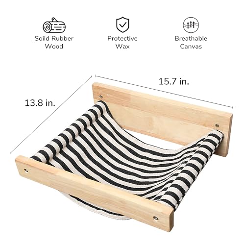 Black Stripe Wooden Cat Wall Shelf P632100