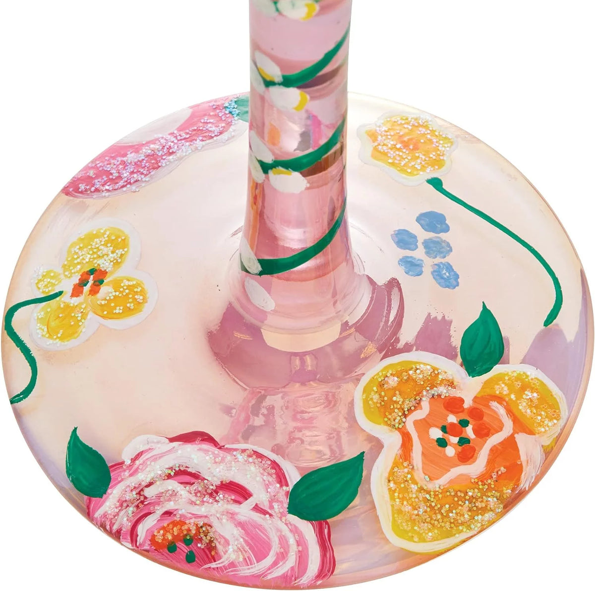 Floral Hand-Painted Artisan Wine Glass J67060