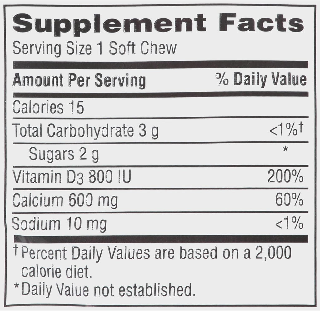 Calcium & Vitamin D Soft Chews Vanilla Creme 60 Each (Pack of 2) U276