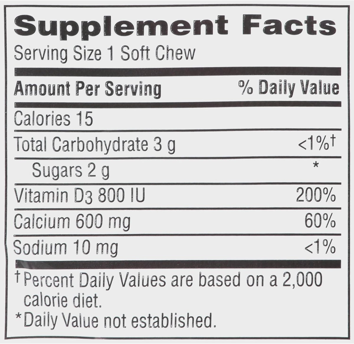 Calcium & Vitamin D Soft Chews Vanilla Creme 60 Each (Pack of 2) U276