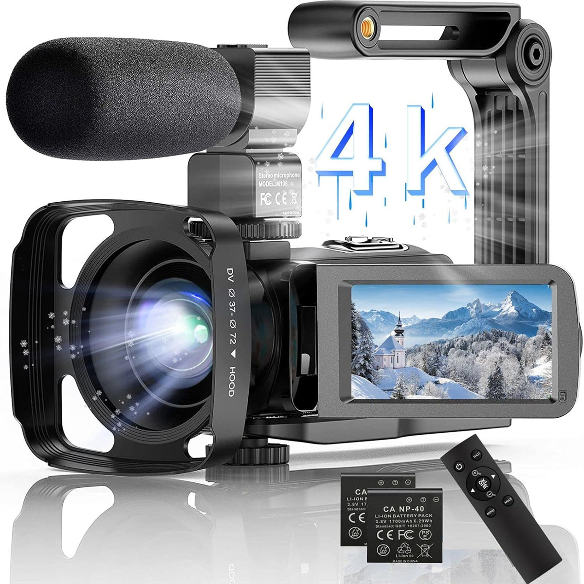 4K Video Camera Camcorder 48.0MP 60FPS with External Microphone K42867