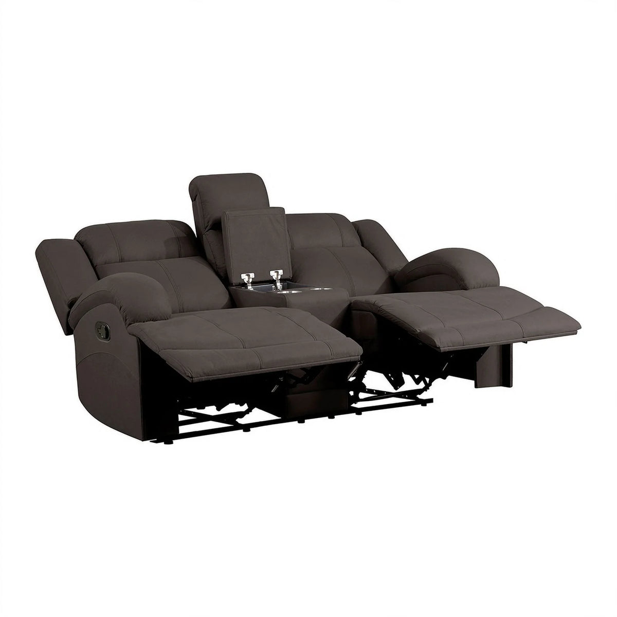 Chocolate Microfiber 2-Piece Manual Reclining Sofa Set Q332658