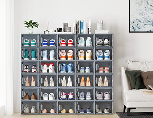 12 Pack Clear Plastic Stackable Shoe Storage Boxes G6070