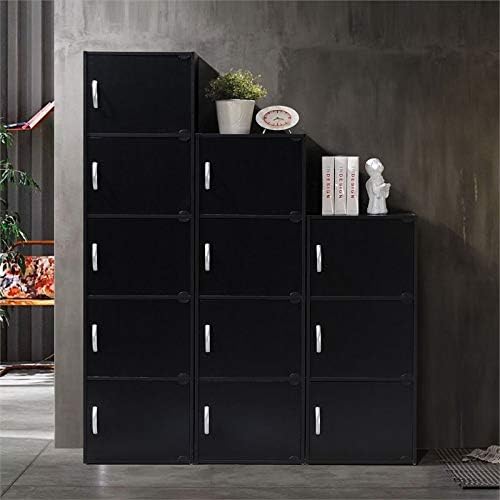 5 Shelf 5 Door Black Bookcase J597551