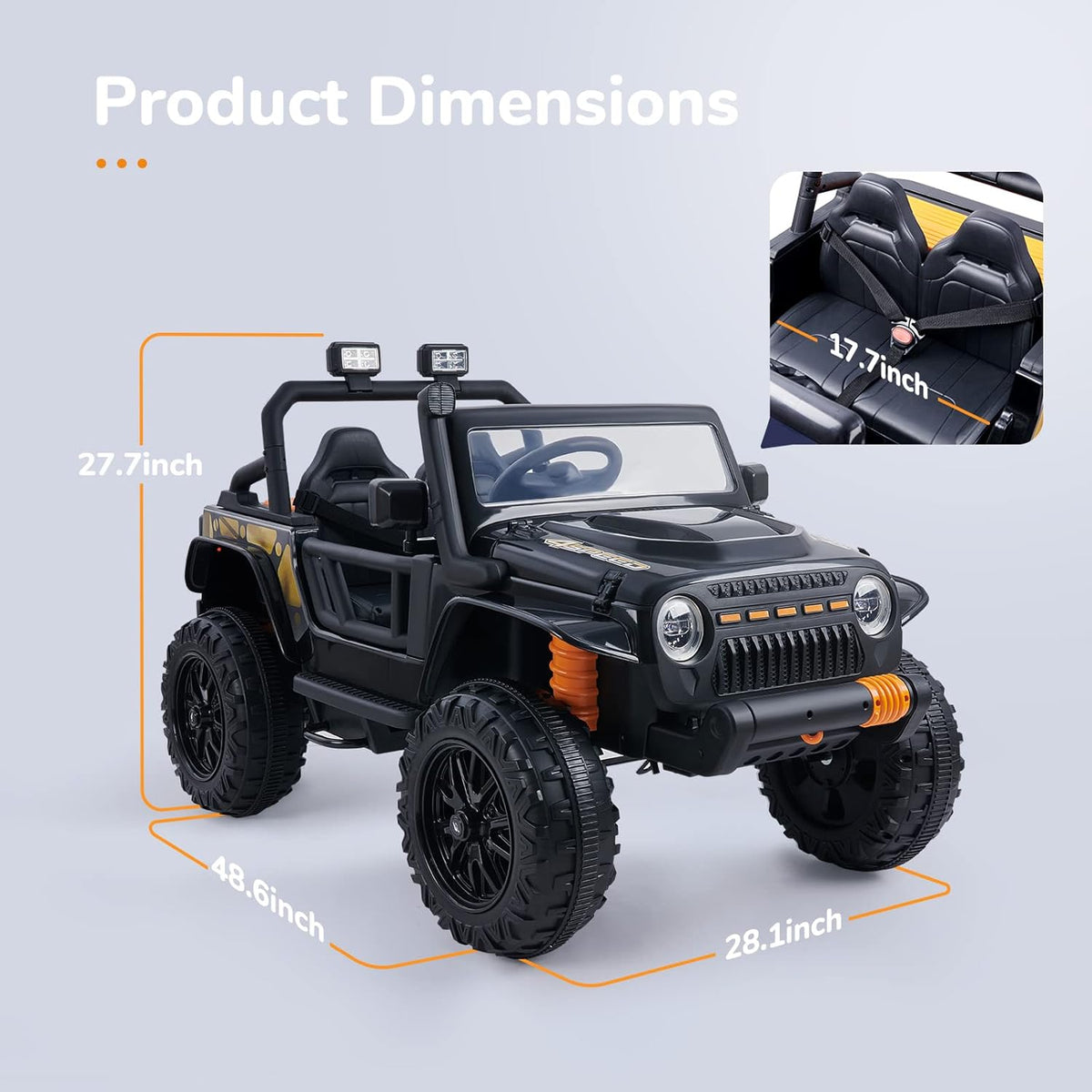 Black Kids Ride On Car with Parent Remote Control K633