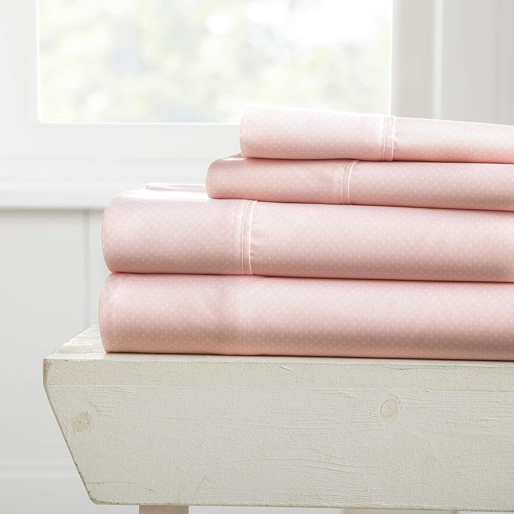 Rose Pattern 4 Piece Bed Sheet Set Queen Light Gray E52081