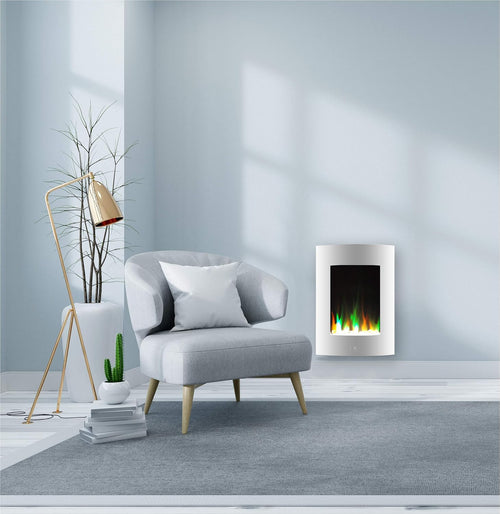 19.5 In. White Vertical Electric Fireplace with Multi-Color Flame C972