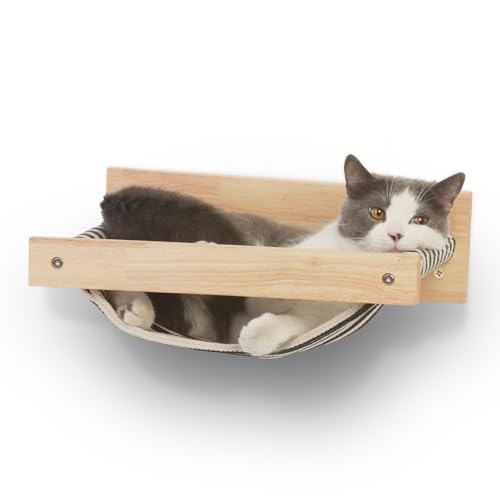 Black Stripe Wooden Cat Wall Shelf P632100